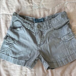 Girls Light Gray Cargo Shorts with Button Details